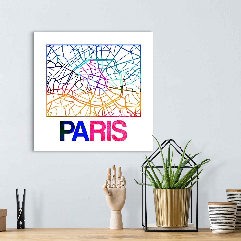 A bohemian room featuring Colorful map of the streets of Paris, France.