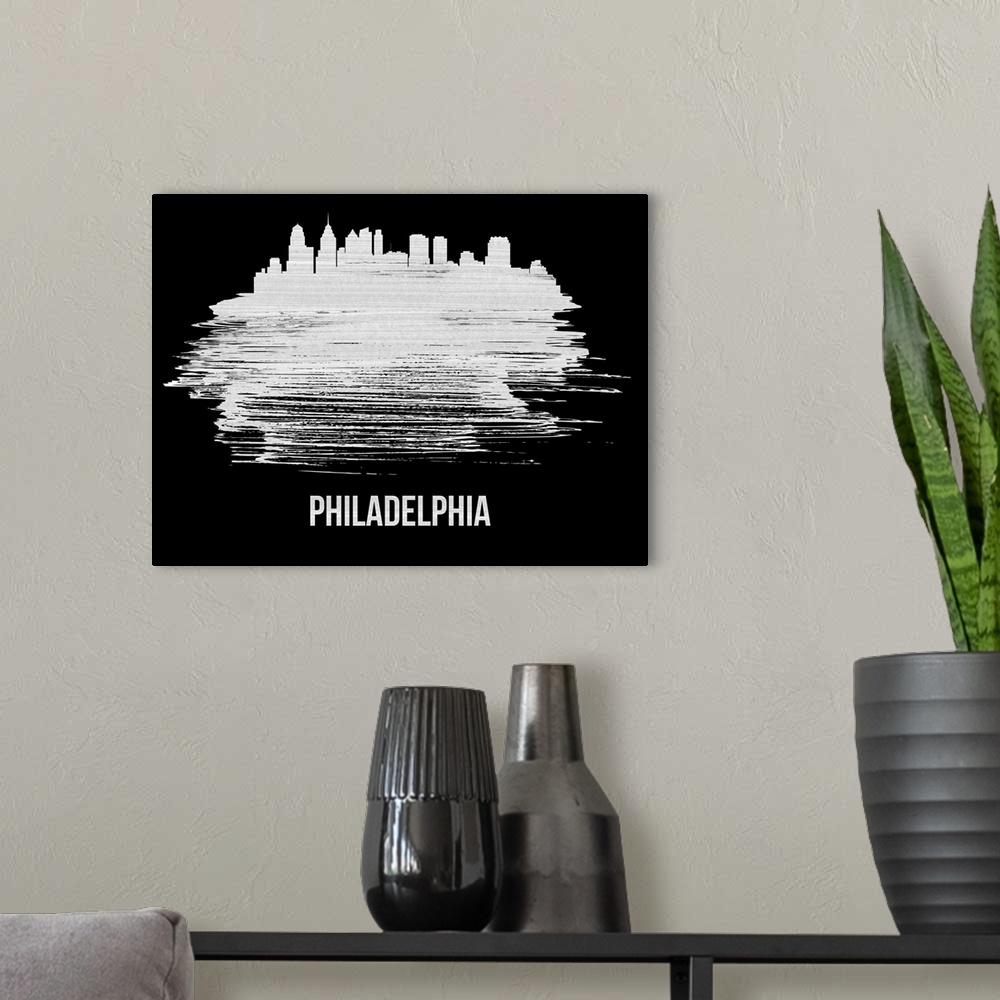 A modern room featuring Philadelphia Skyline