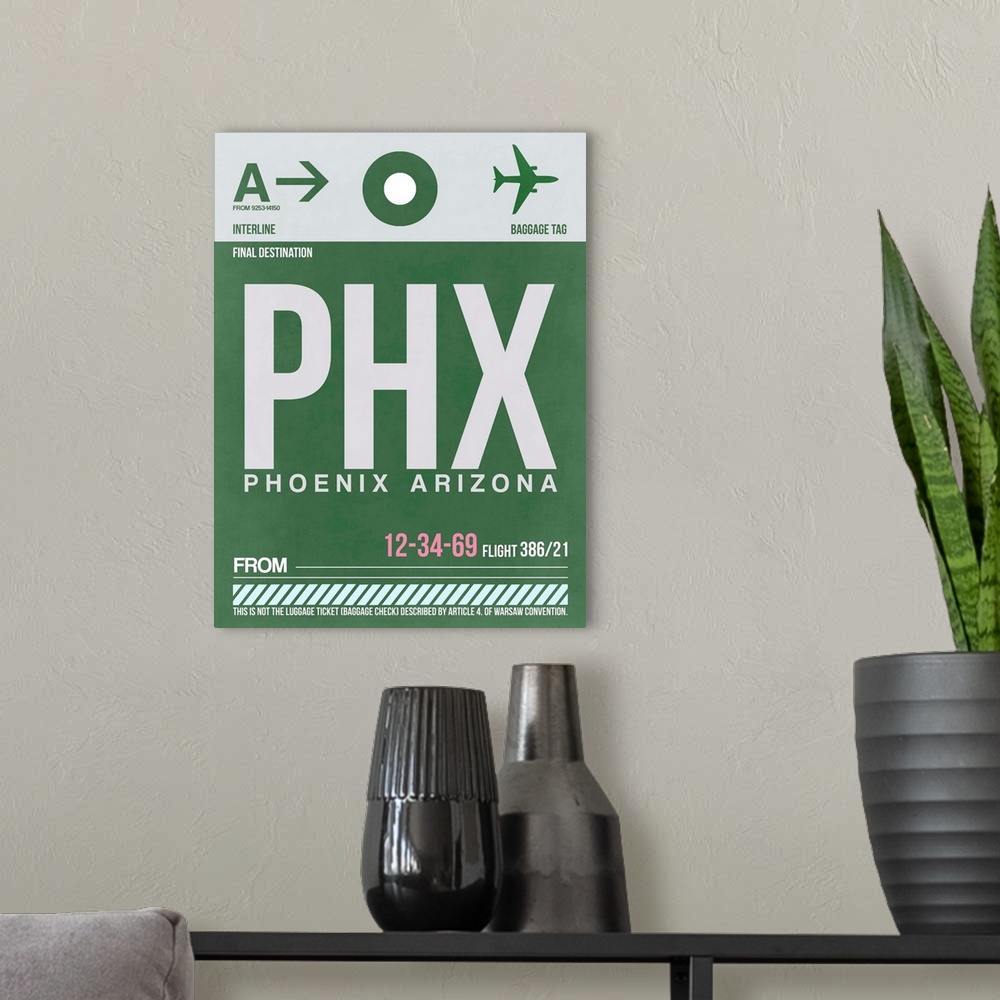 A modern room featuring PHX Phoenix Luggage Tag I