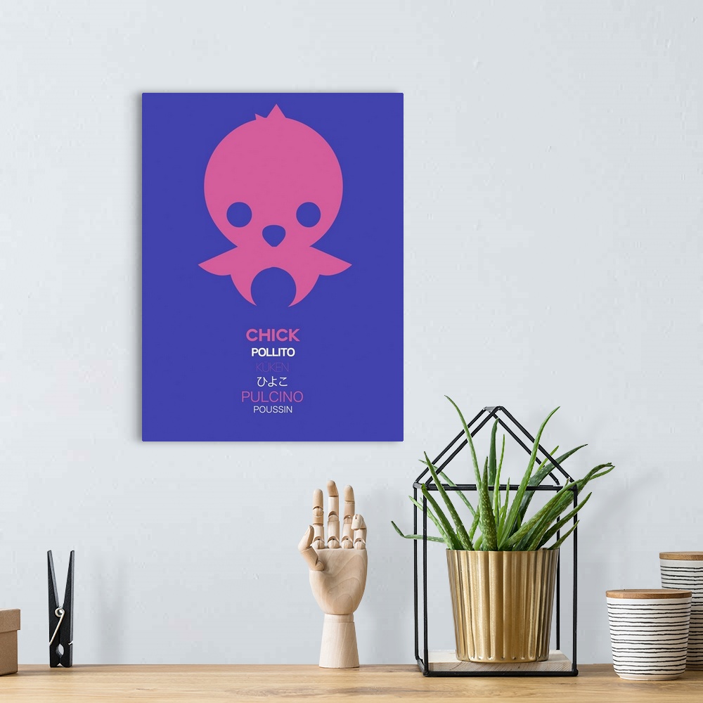 A bohemian room featuring Pink Chick Multilingual Poster