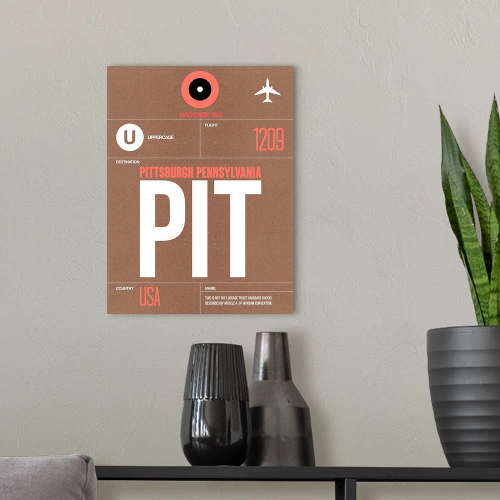 A modern room featuring PIT Pittsburgh Luggage Tag II