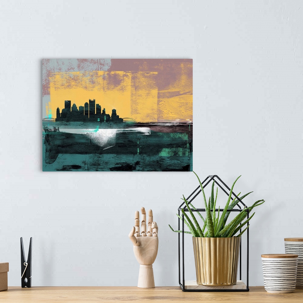 A bohemian room featuring Pittsburgh Abstract Skyline I