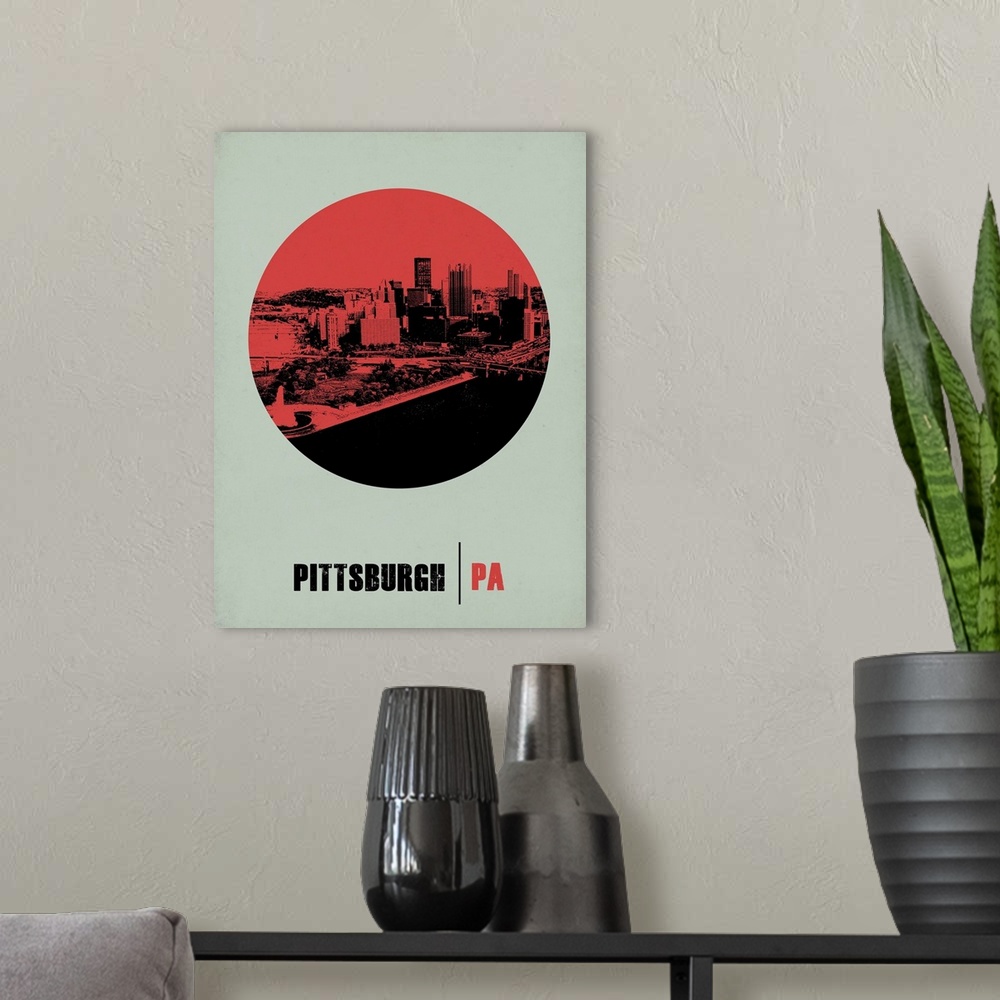A modern room featuring Pittsburgh Circle Poster II