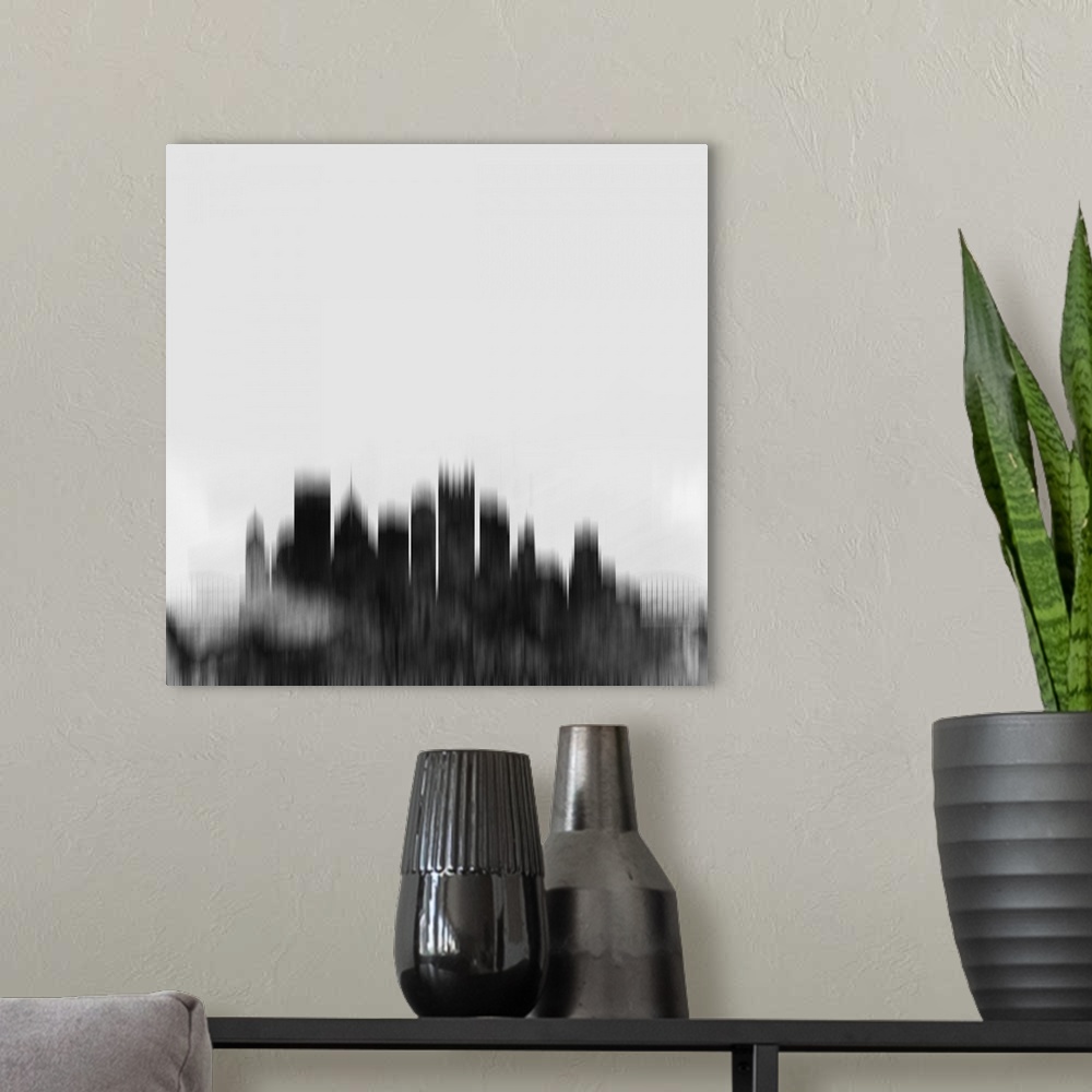 A modern room featuring Pittsburgh City Skyline