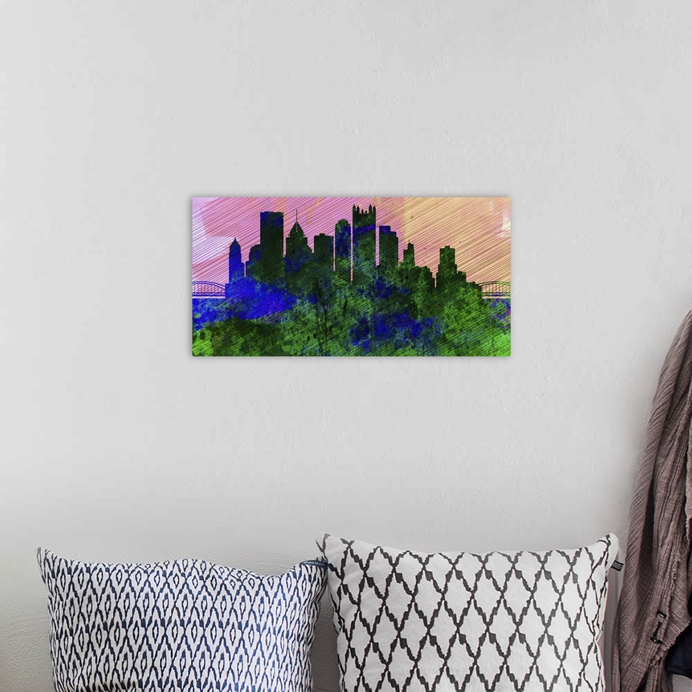 A bohemian room featuring Pittsburgh City Skyline