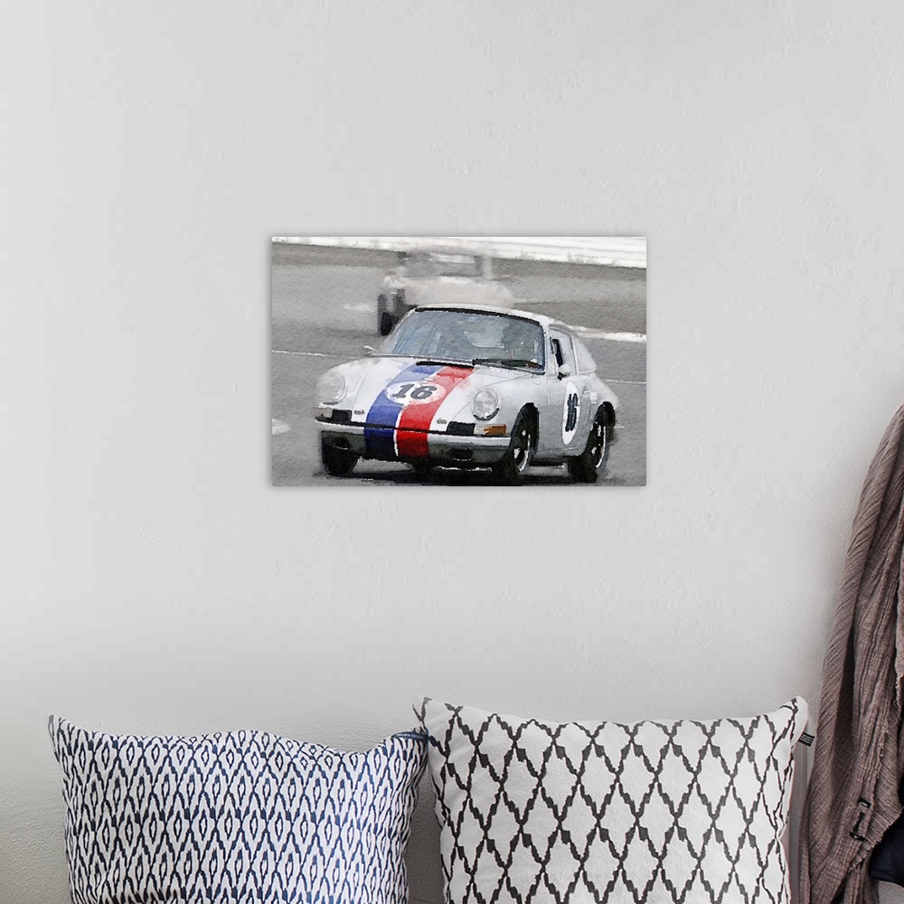 A bohemian room featuring Porsche 911 Race in Monterey Watercolor