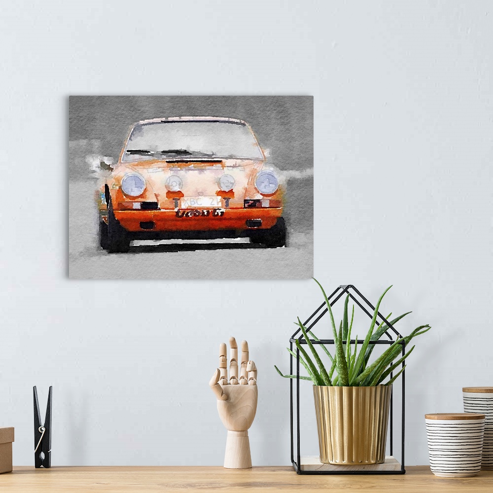 A bohemian room featuring Porsche 911 Race Track Watercolor