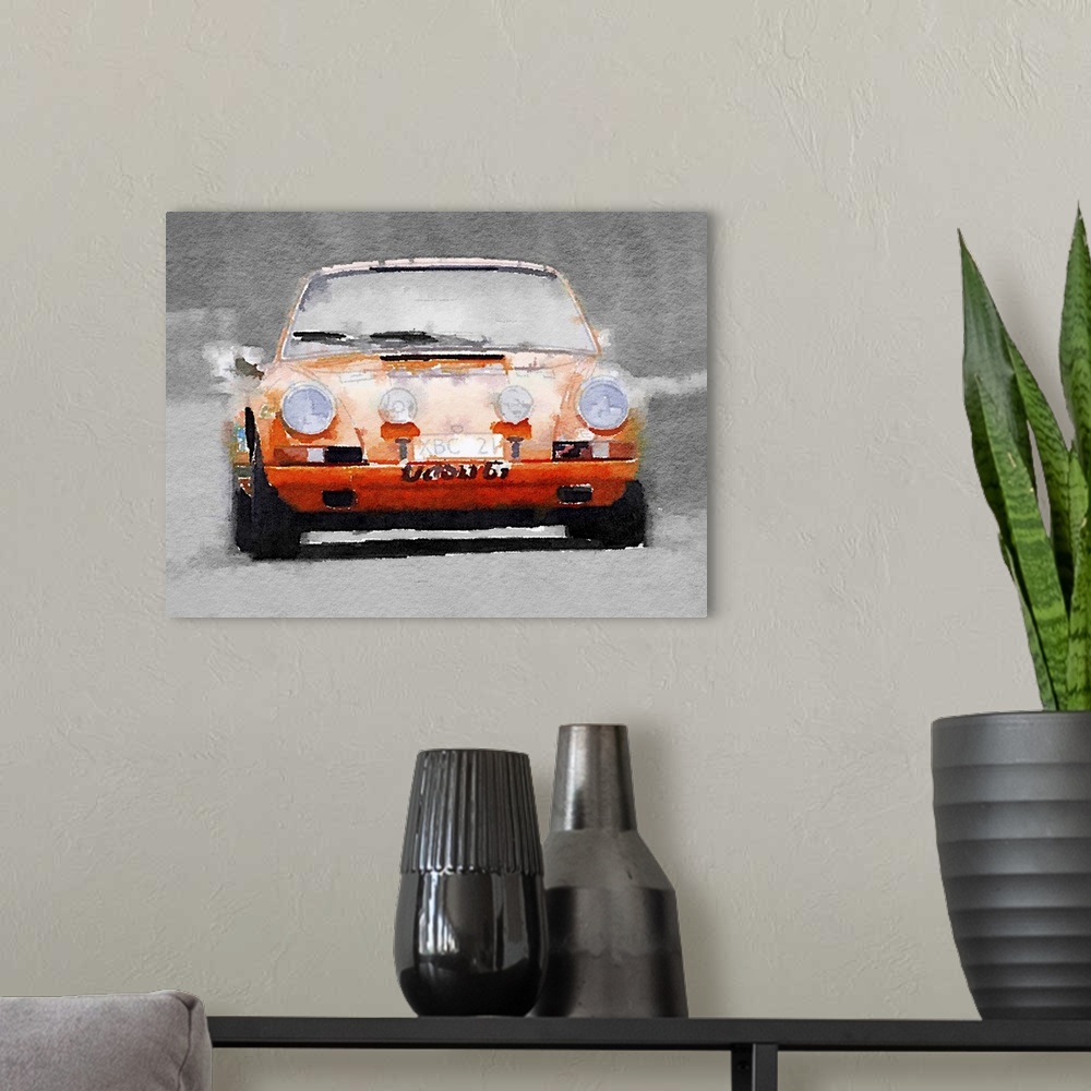 A modern room featuring Porsche 911 Race Track Watercolor