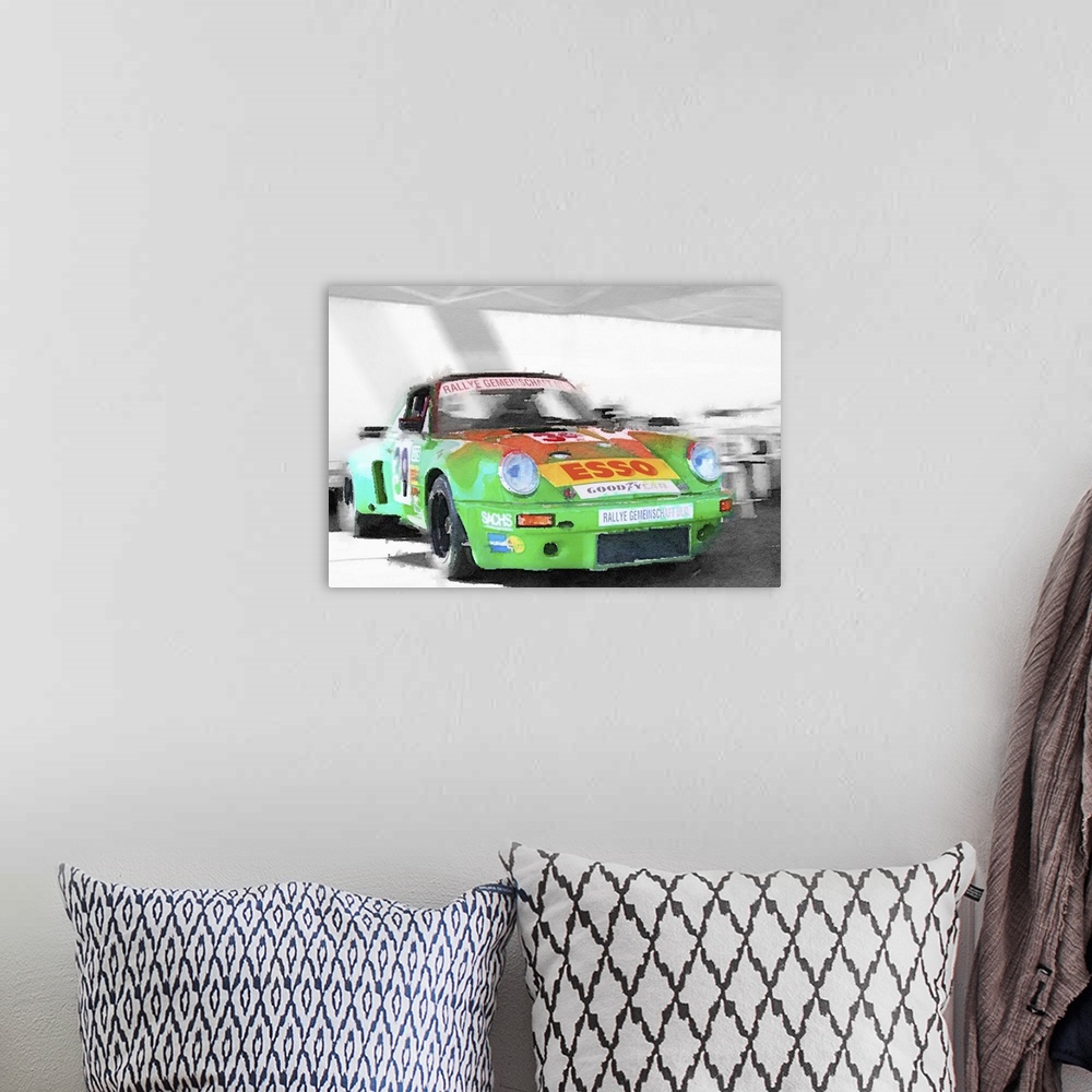 A bohemian room featuring Porsche 911 Turbo Watercolor