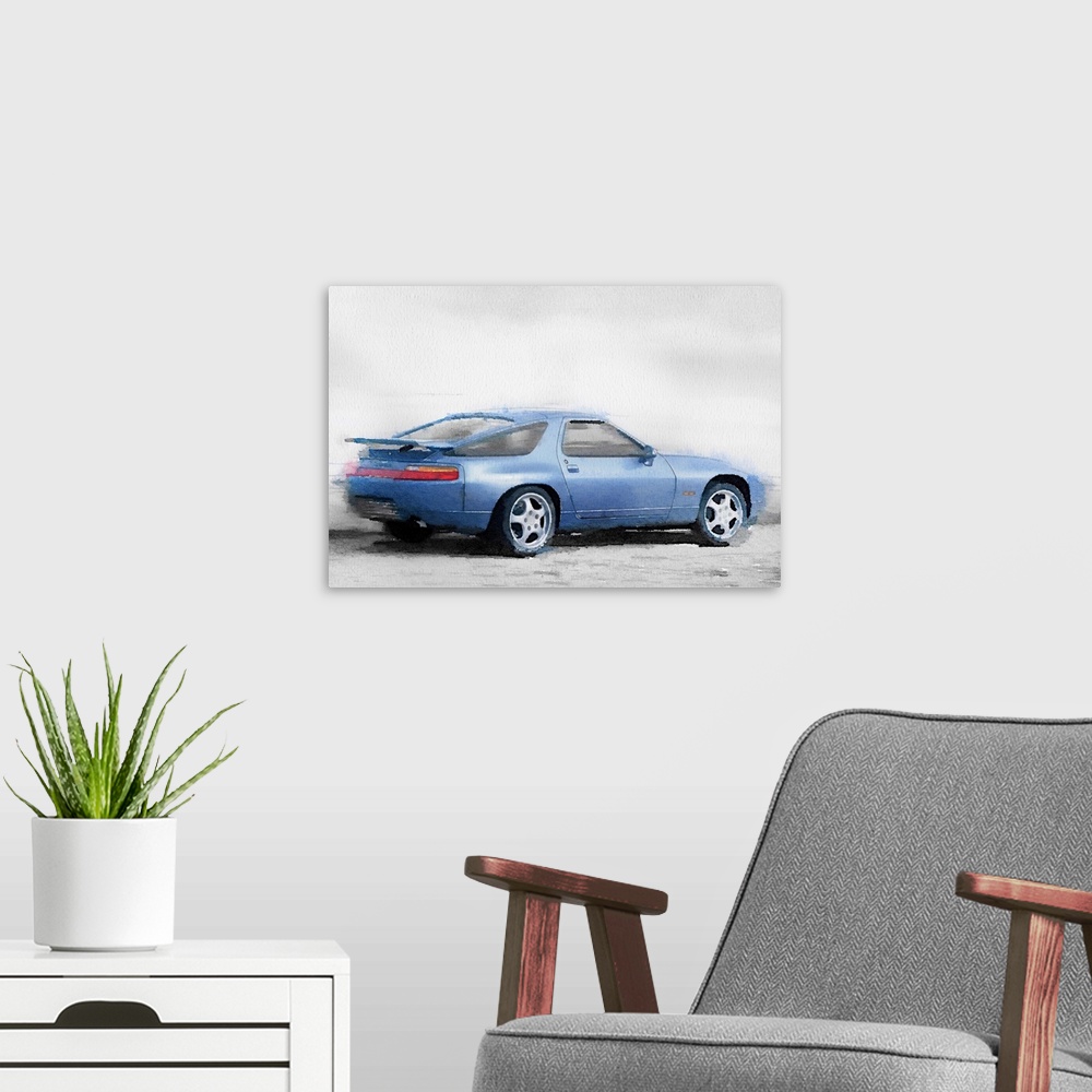 A modern room featuring Porsche 928 Watercolor