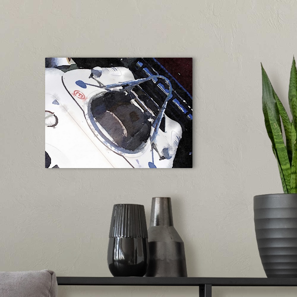 A modern room featuring Racing Car Cockpit Watercolor