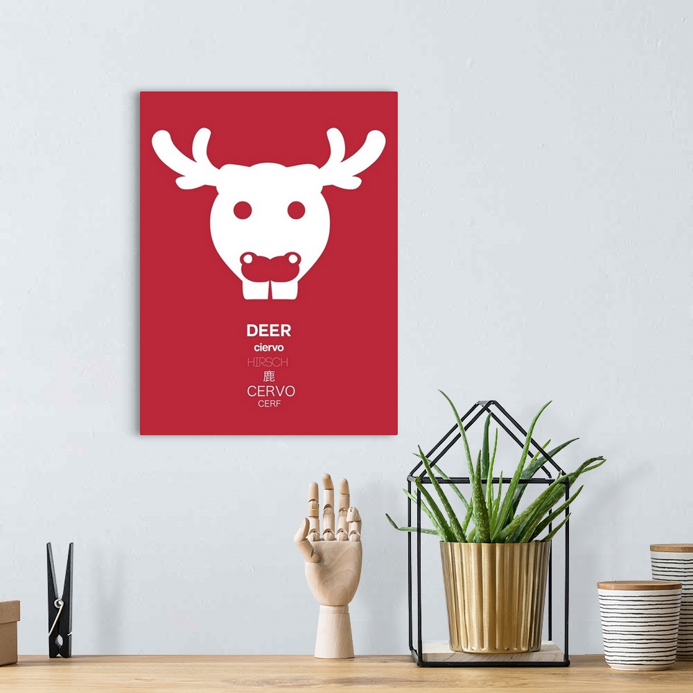 A bohemian room featuring Red Deer Multilingual Poster