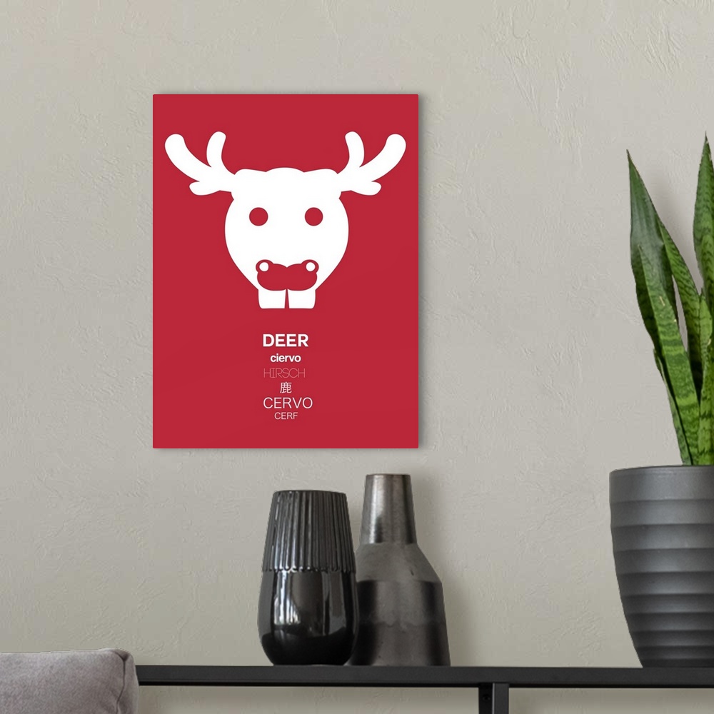 A modern room featuring Red Deer Multilingual Poster