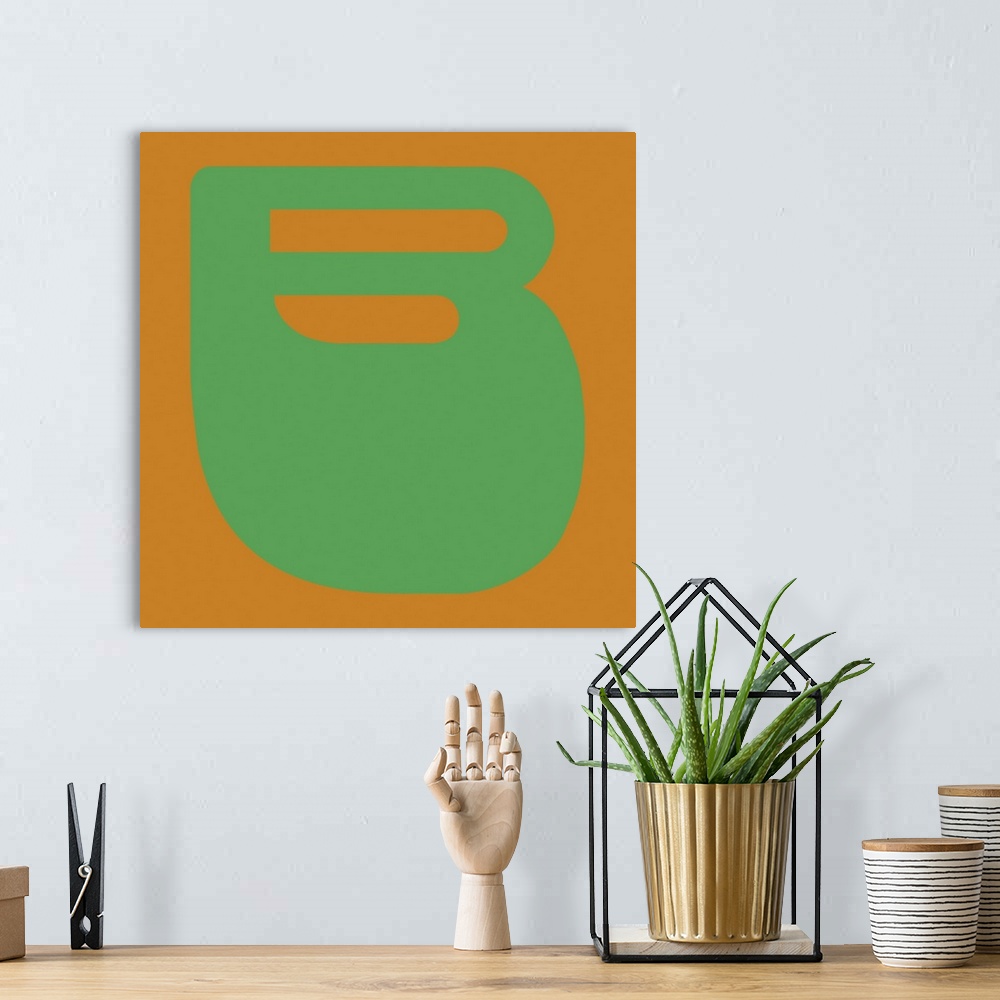 A bohemian room featuring Retro 1960's Alphabet Letter - B - Green