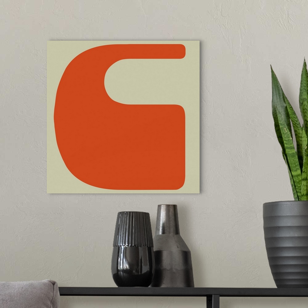 A modern room featuring Retro 1960's Alphabet Letter - C - Orange