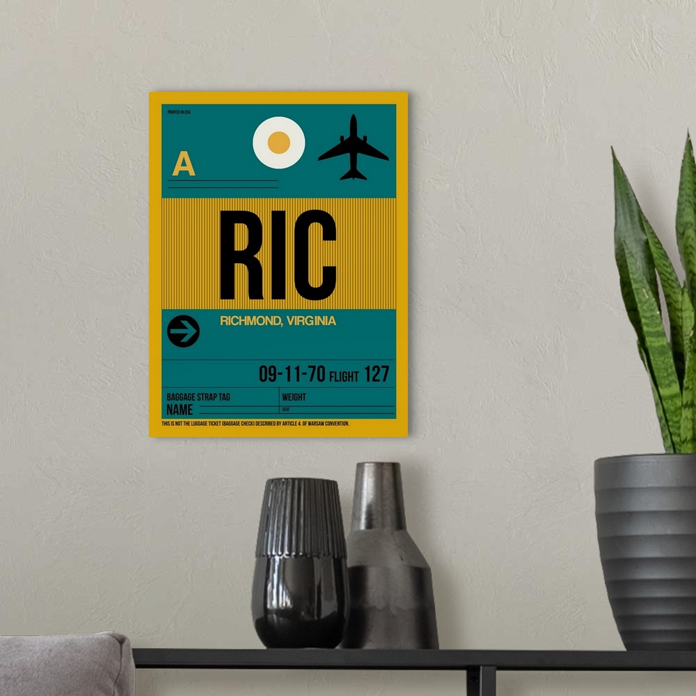 A modern room featuring RIC Richmond Luggage Tag I