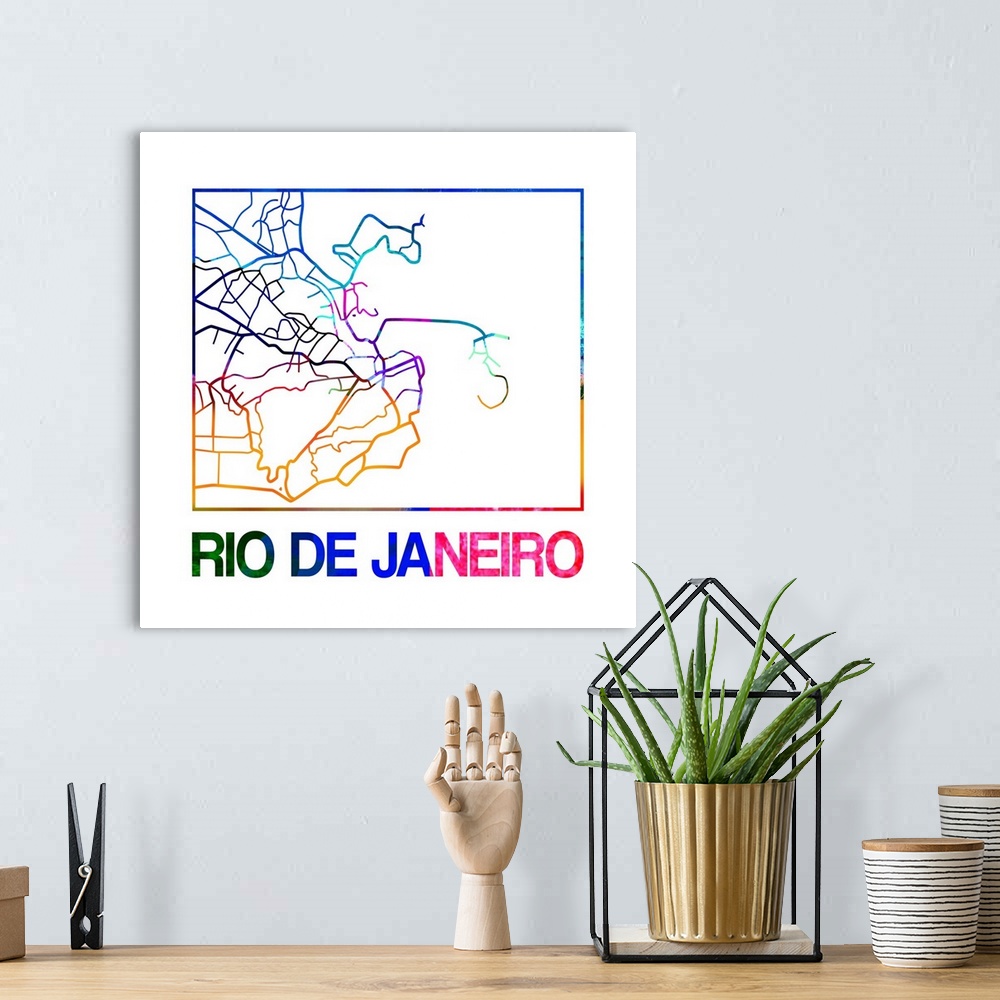 A bohemian room featuring Colorful map of the streets of Rio de Janeiro, Brazil.
