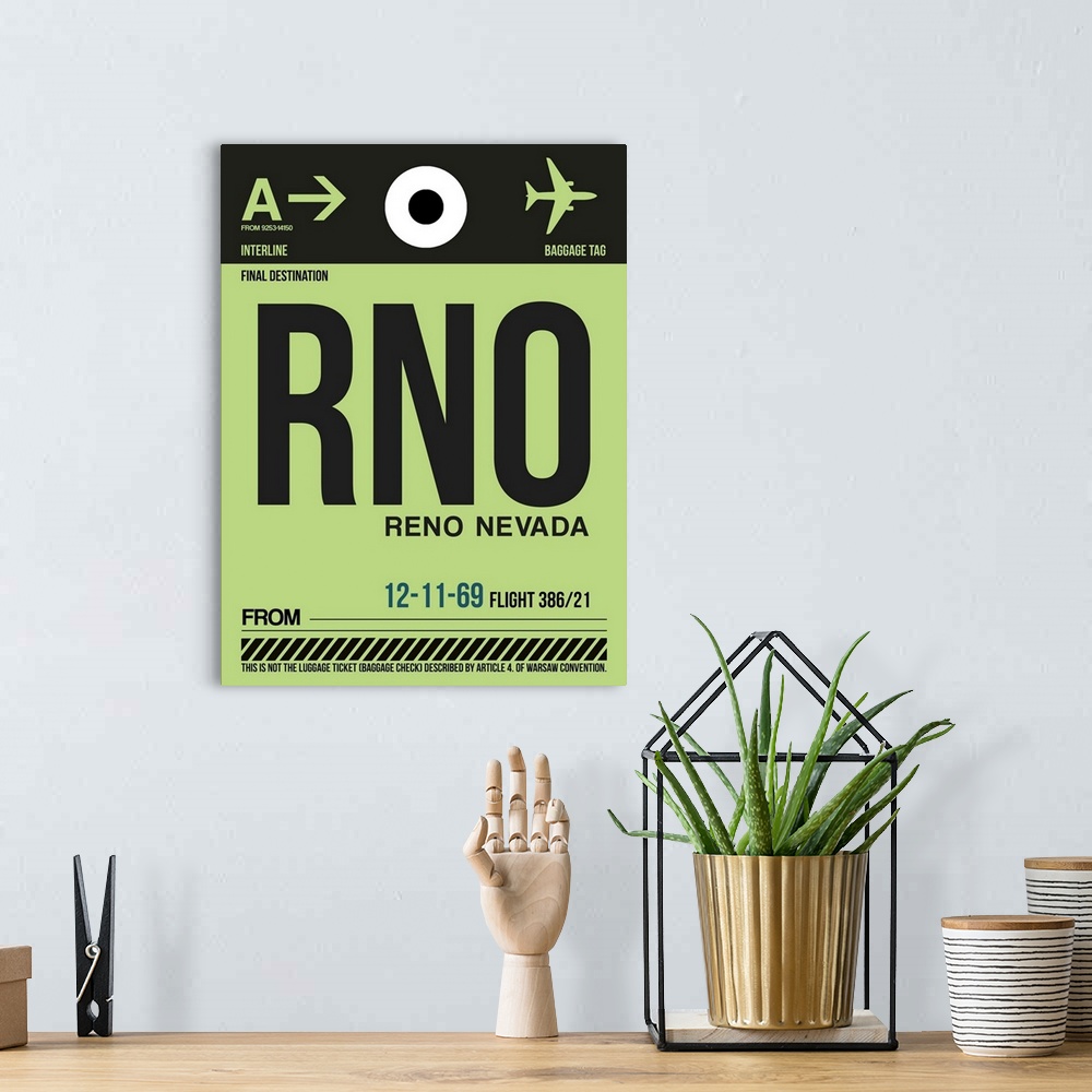 A bohemian room featuring RNO Reno Luggage Tag I