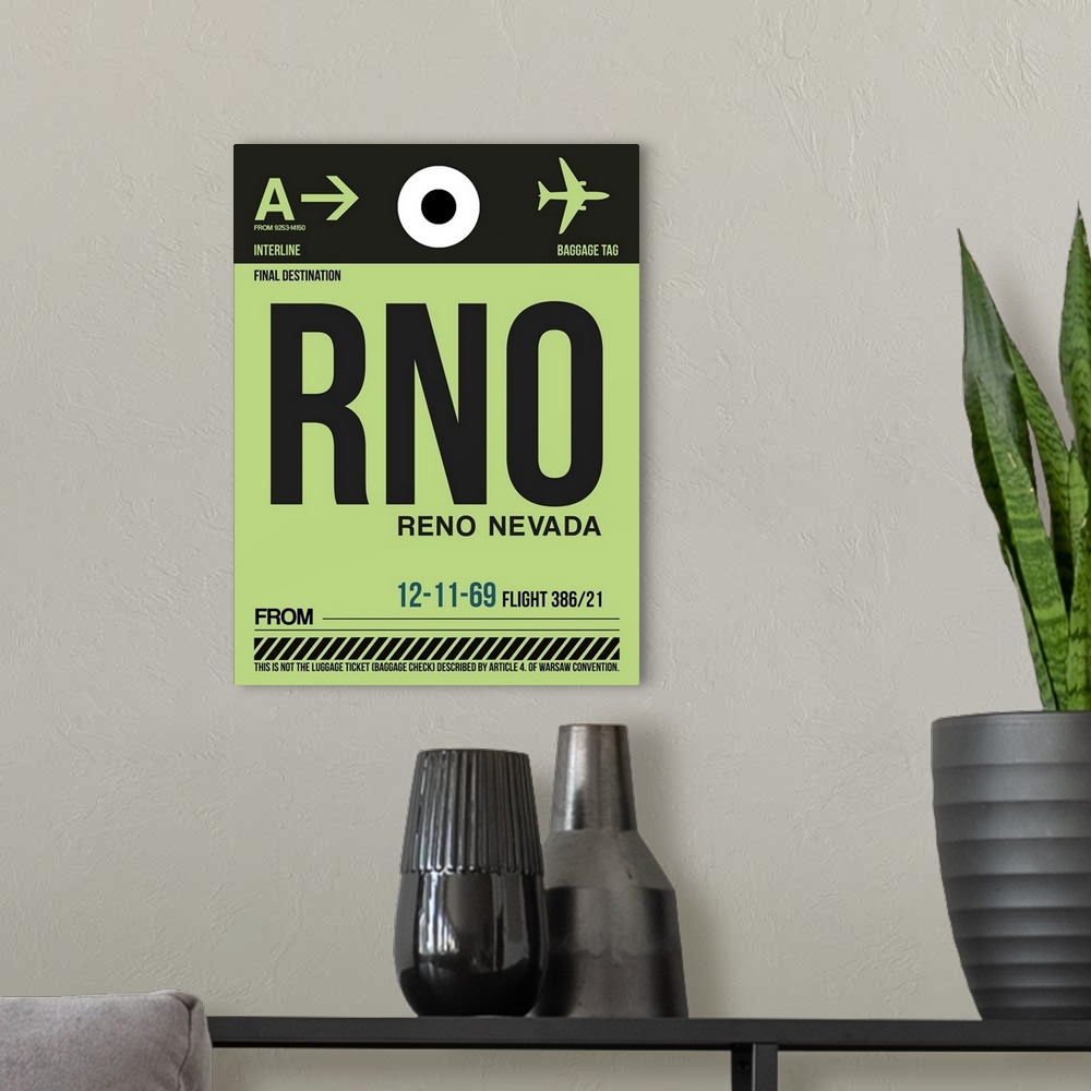 A modern room featuring RNO Reno Luggage Tag I