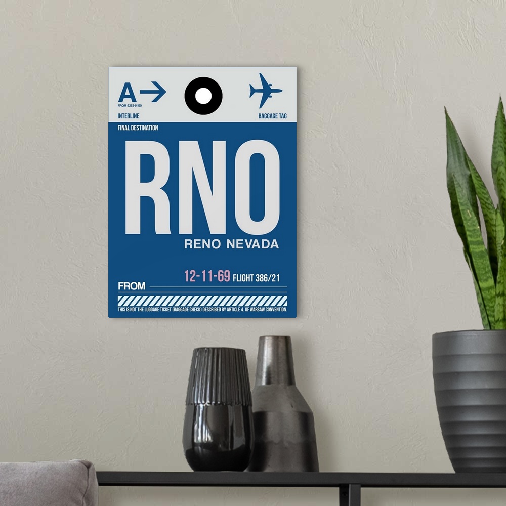 A modern room featuring RNO Reno Luggage Tag II