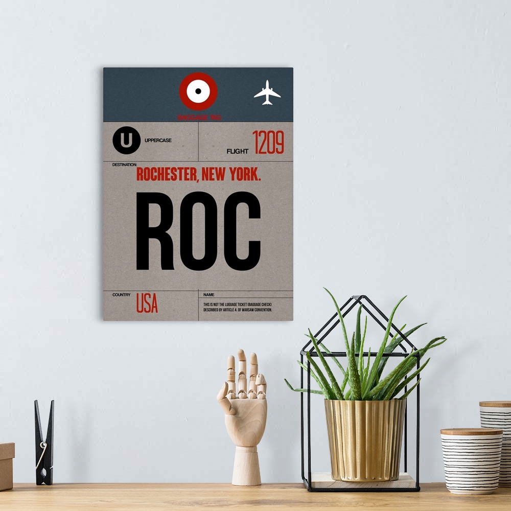 A bohemian room featuring ROC Rochester Luggage Tag I