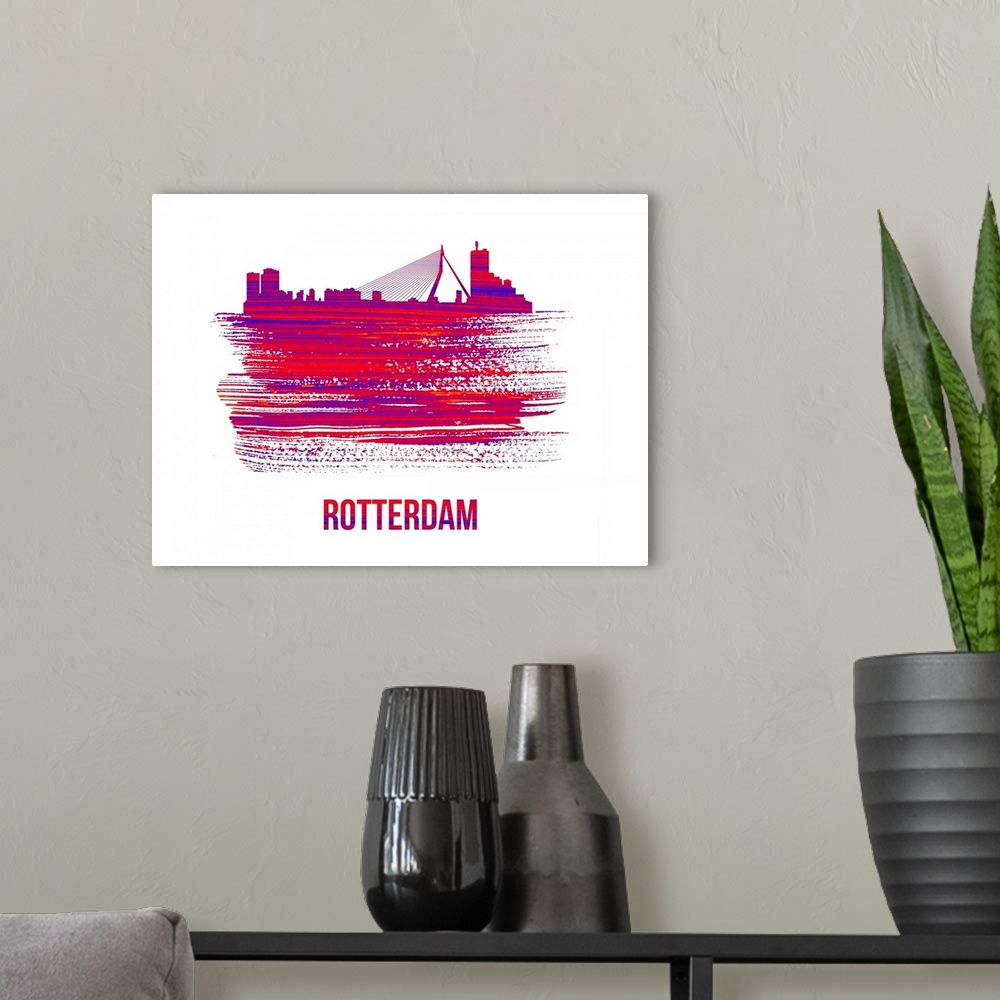 A modern room featuring Rotterdam Skyline