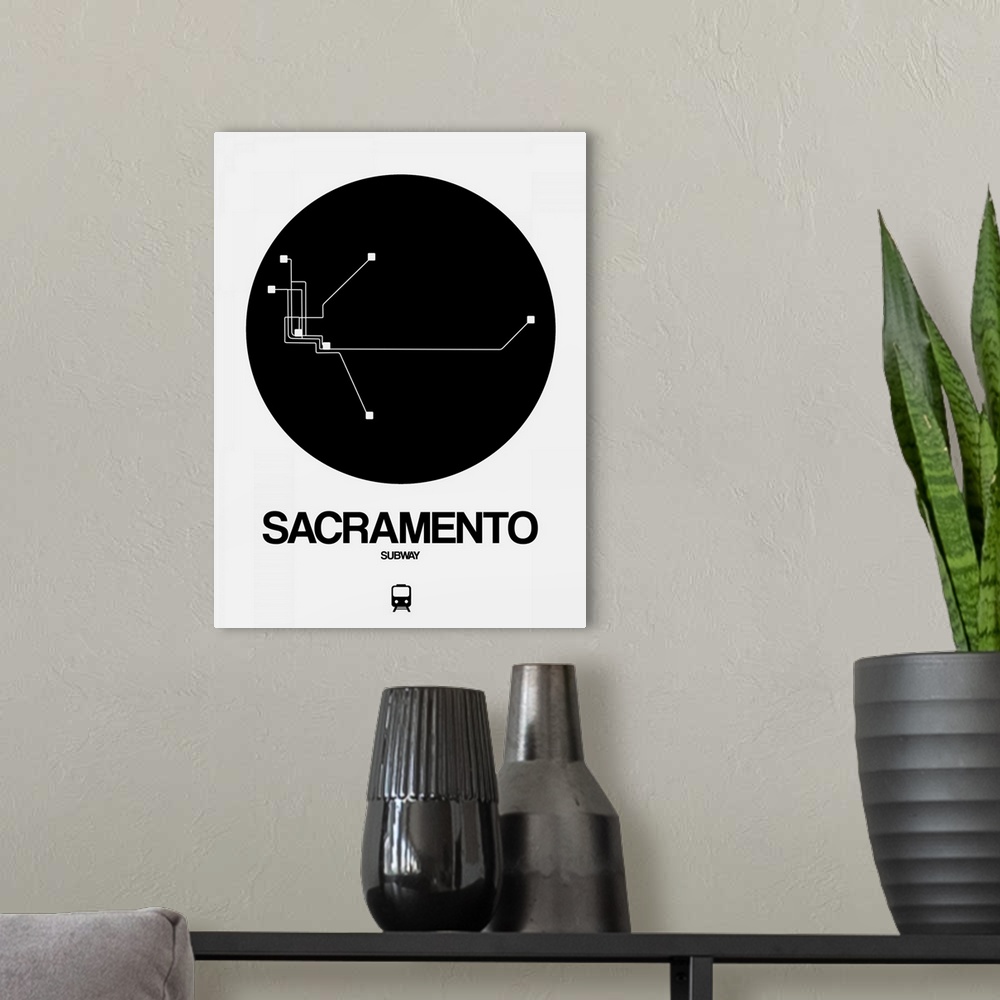 A modern room featuring Sacramento Black Subway Map