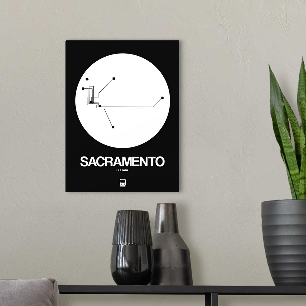 A modern room featuring Sacramento White Subway Map
