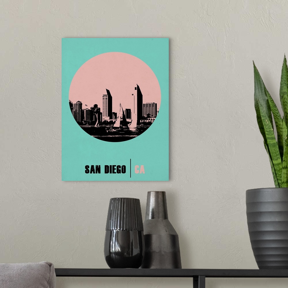 A modern room featuring San Diego Circle Poster I