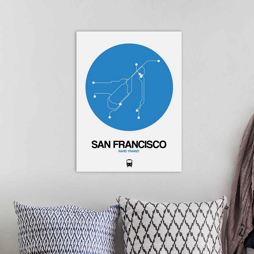 A bohemian room featuring San Francisco Blue Subway Map