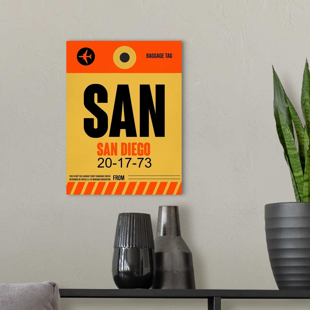 A modern room featuring SAN San Diego Luggage Tag I