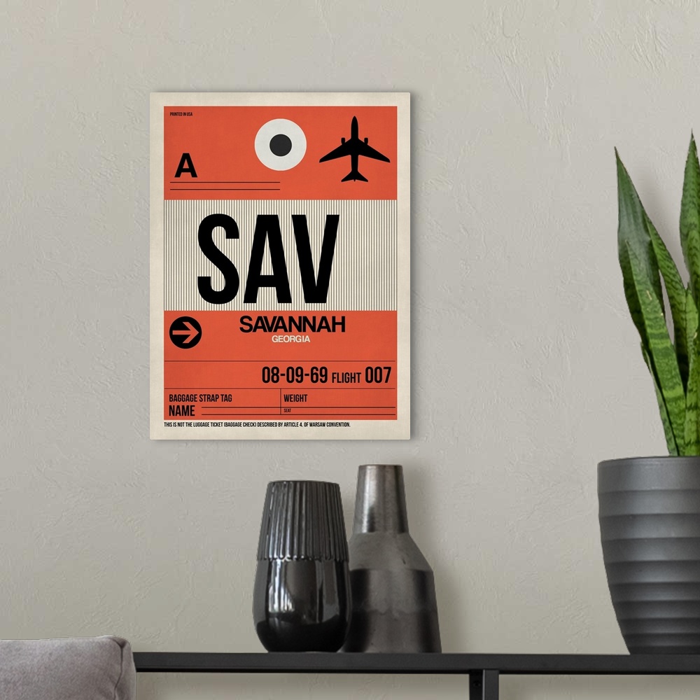 A modern room featuring SAV Savannah Luggage Tag I