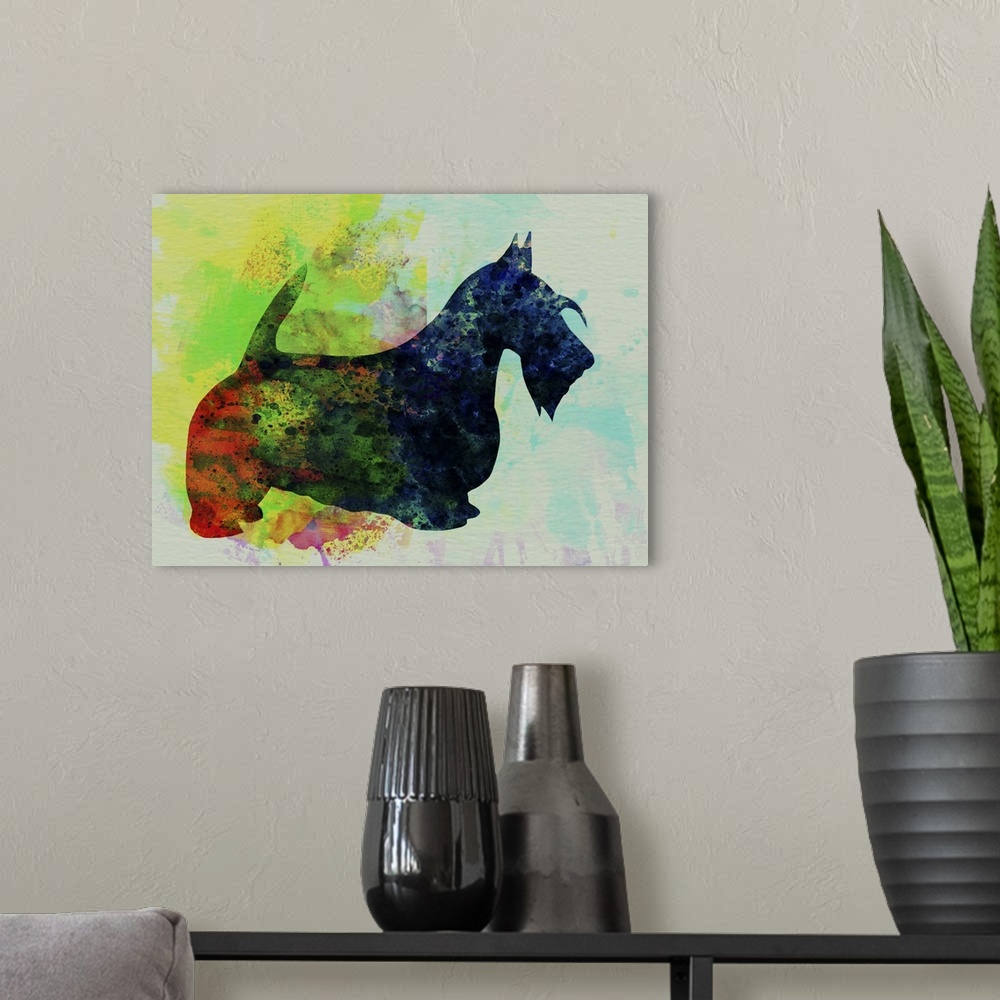 A modern room featuring Scottish Terrier Watercolor