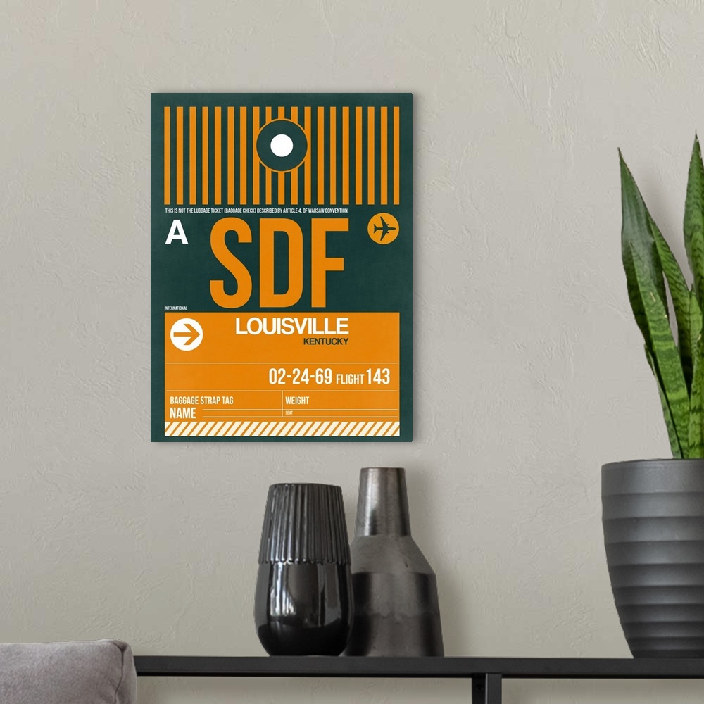 A modern room featuring SDF Louisville Luggage Tag I