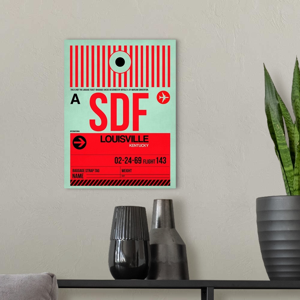 A modern room featuring SDF Louisville Luggage Tag II