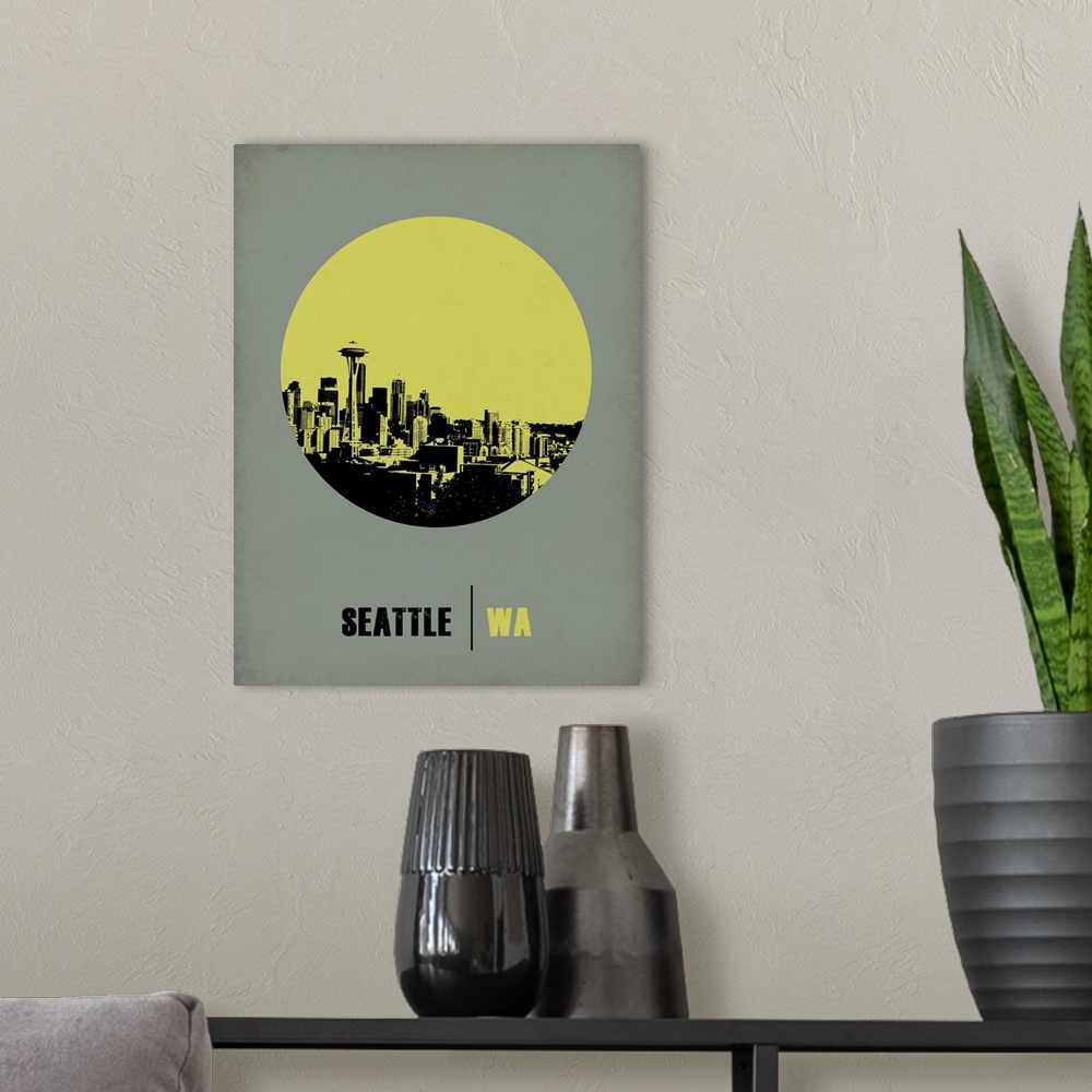 A modern room featuring Seattle Circle Poster II