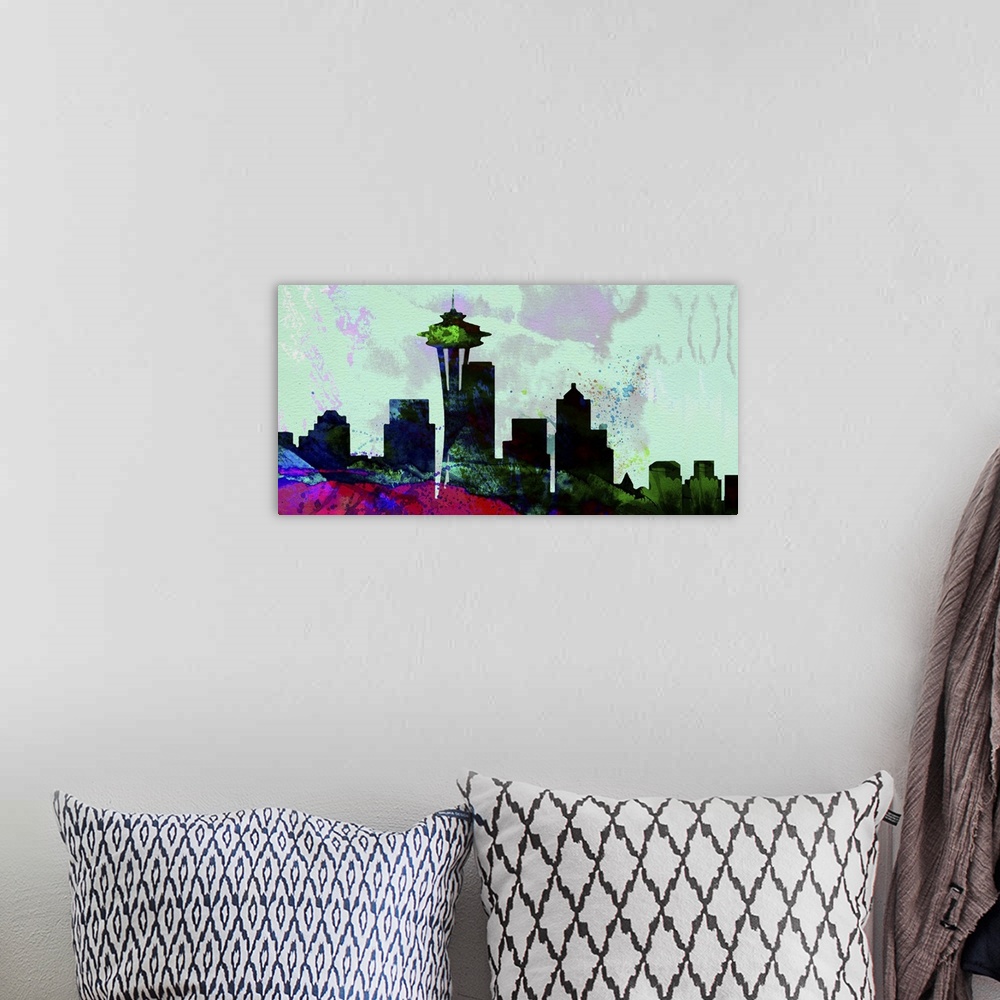 A bohemian room featuring Seattle City Skyline