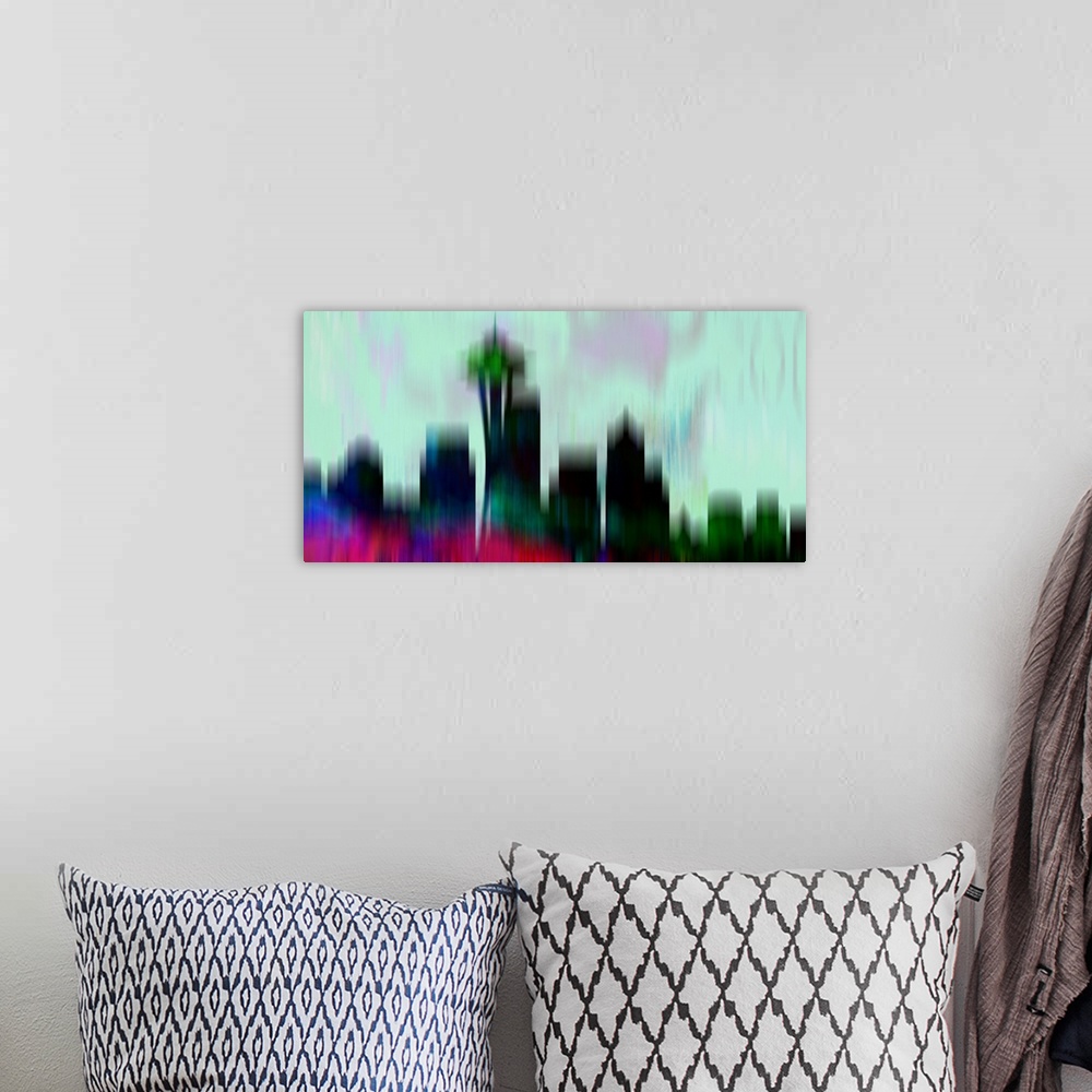 A bohemian room featuring Seattle Downtown Skyline