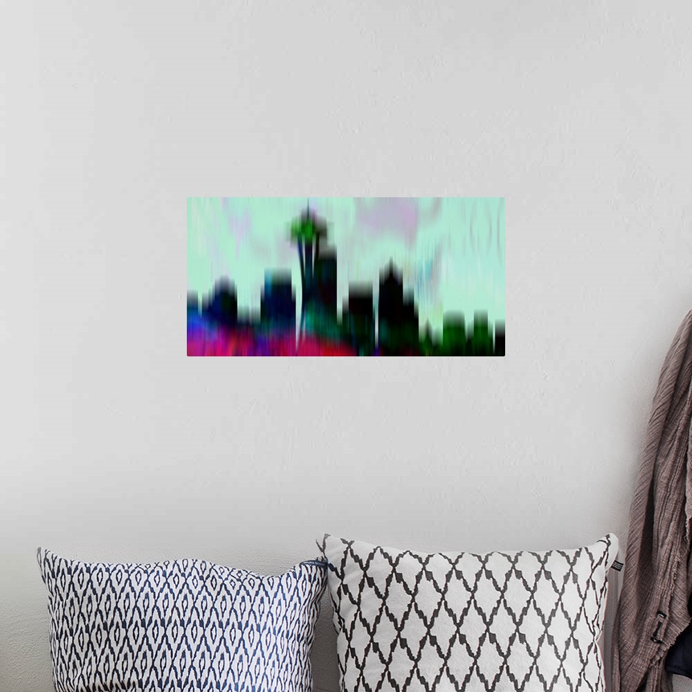 A bohemian room featuring Seattle Downtown Skyline