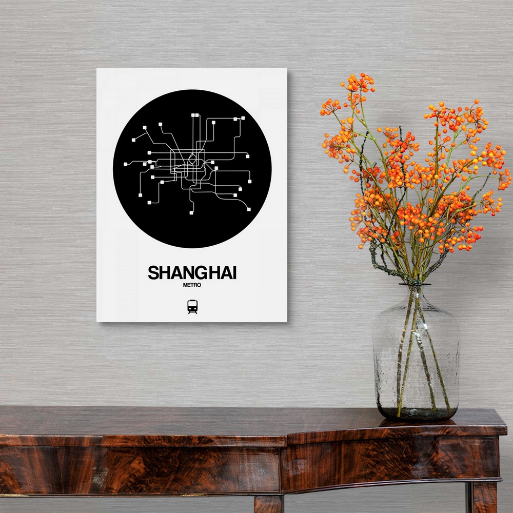 A traditional room featuring Shanghai Black Subway Map
