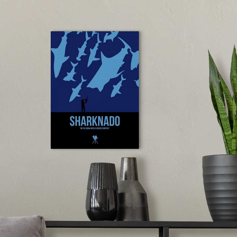 A modern room featuring Sharknado