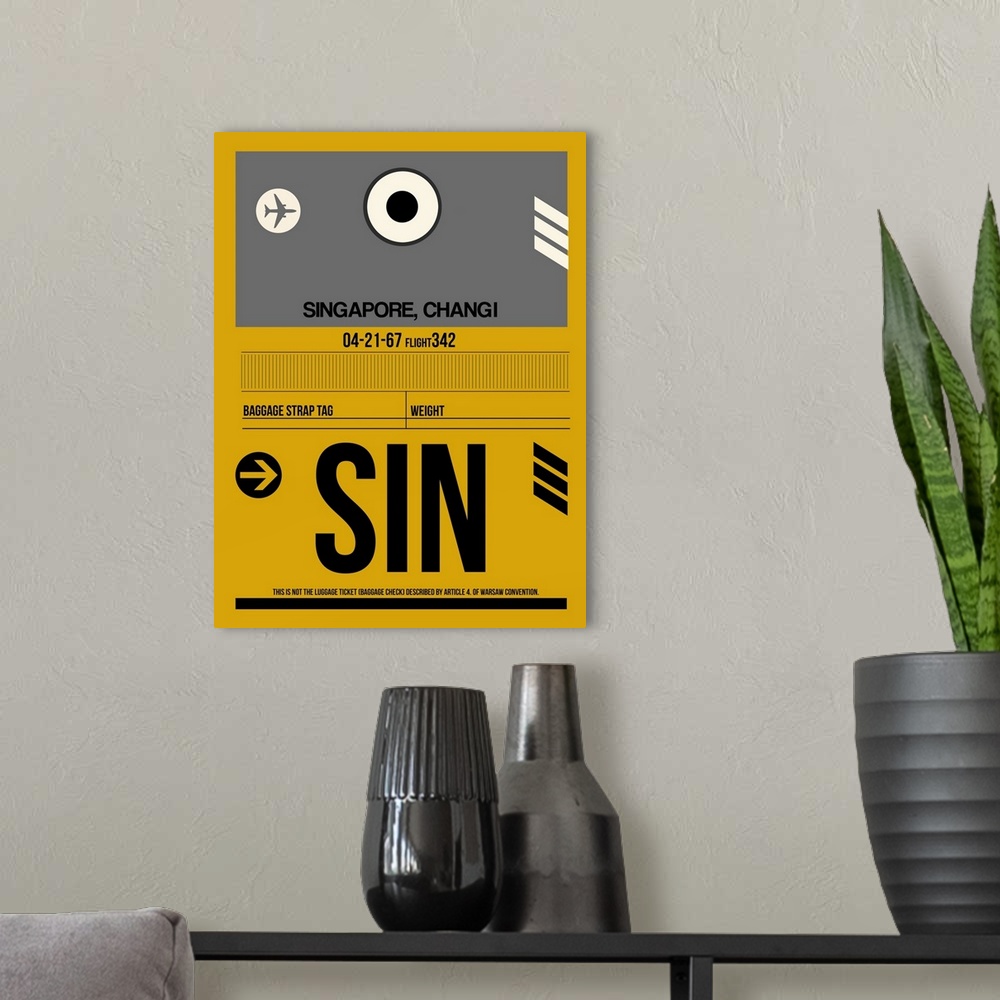 A modern room featuring SIN Singapore Luggage Tag I