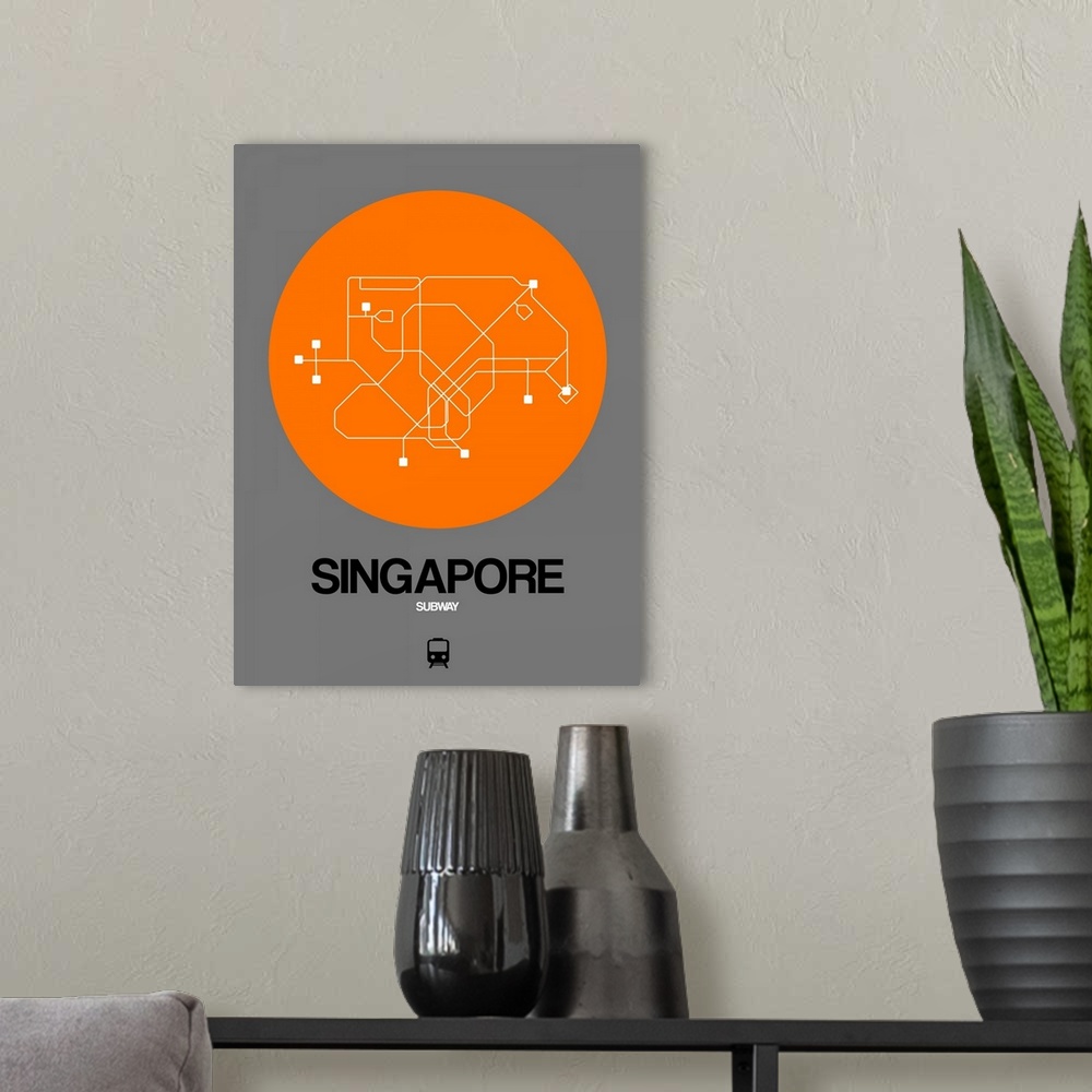 A modern room featuring Singapore Orange Subway Map