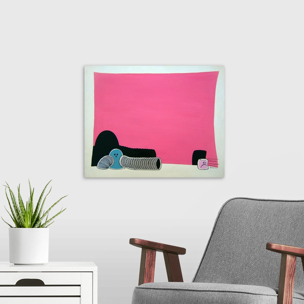 A modern room featuring Contemporary abstract surrealist painting.