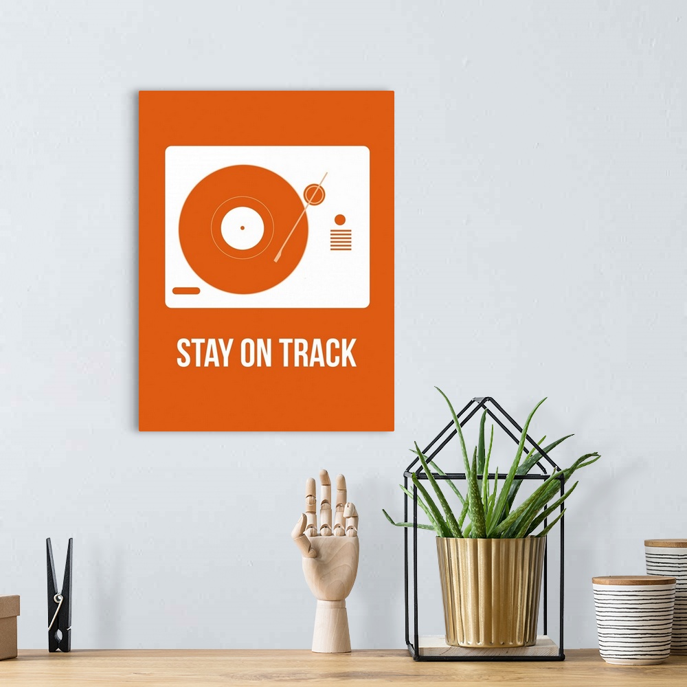 A bohemian room featuring Stay On Track Orange Poster