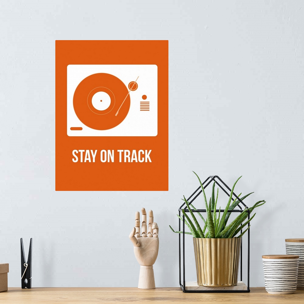 A bohemian room featuring Stay On Track Orange Poster