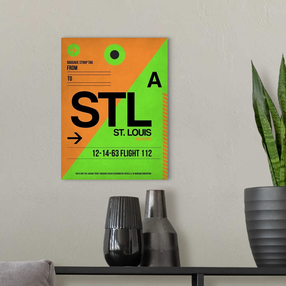 A modern room featuring STL St. Louis Luggage Tag I