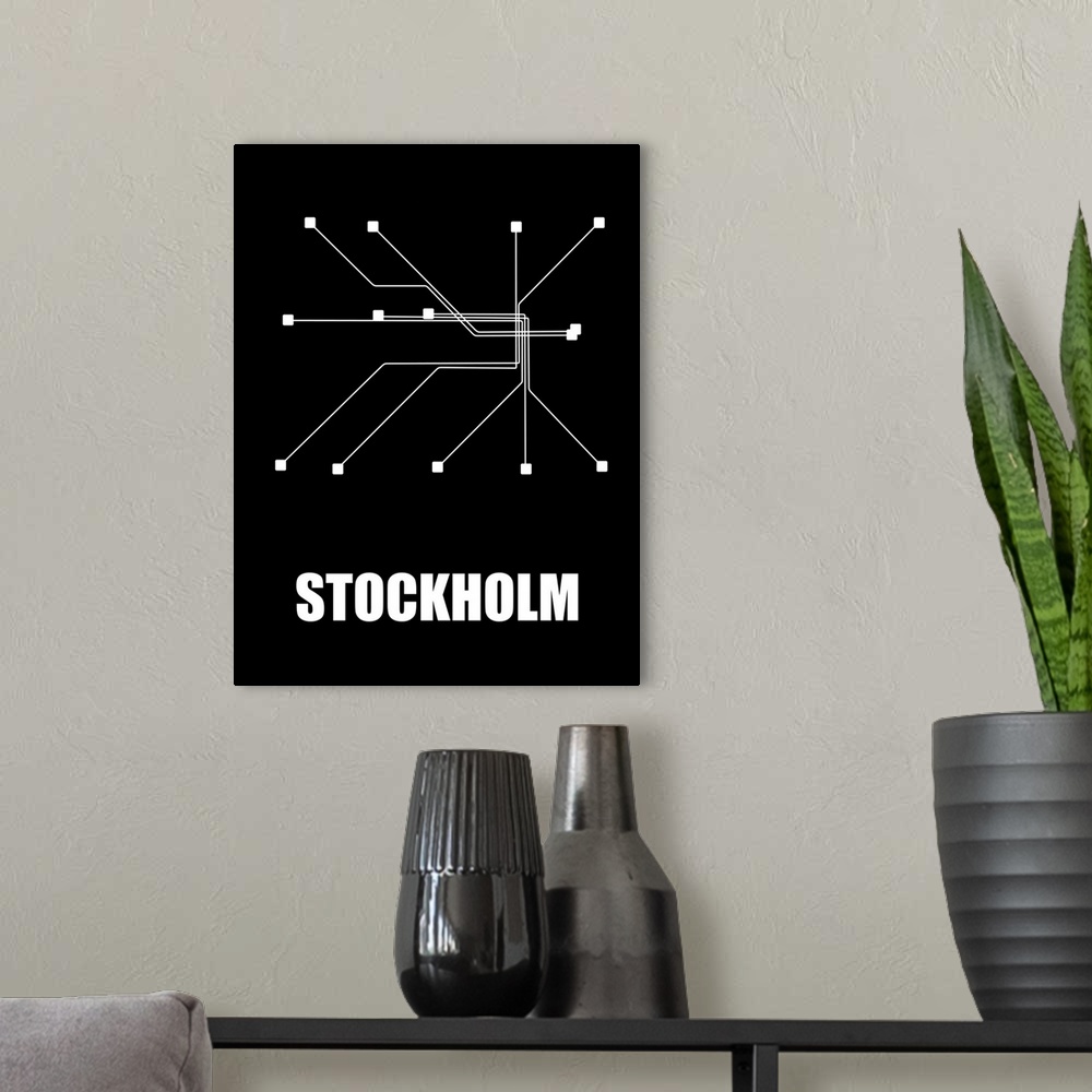 A modern room featuring Stockholm Subway Map III