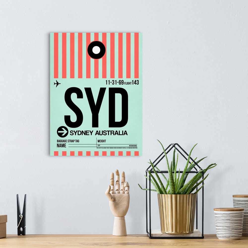 A bohemian room featuring SYD Sydney Luggage Tag I
