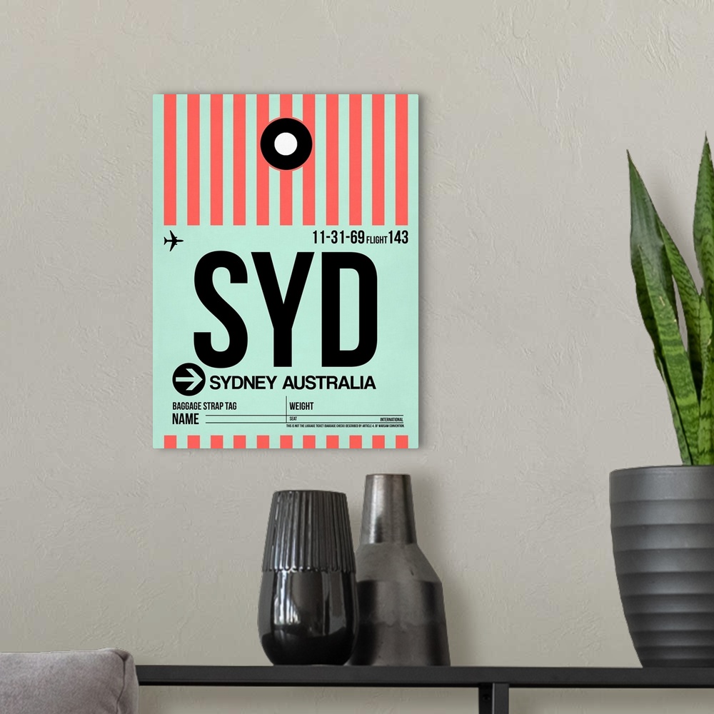 A modern room featuring SYD Sydney Luggage Tag I